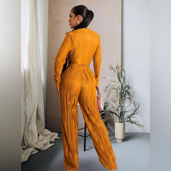 Spring Haze Gold Pleated Pant Set Size Large - Picture 4 of 16